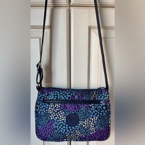Kipling Navy Blue with Floral Pattern Crossbody or Shoulder Bag. Small-Med sized